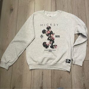 Neff x Disney Floral Mickey Mouse Crewneck Sweatshirt Women Size‎ Small Gray